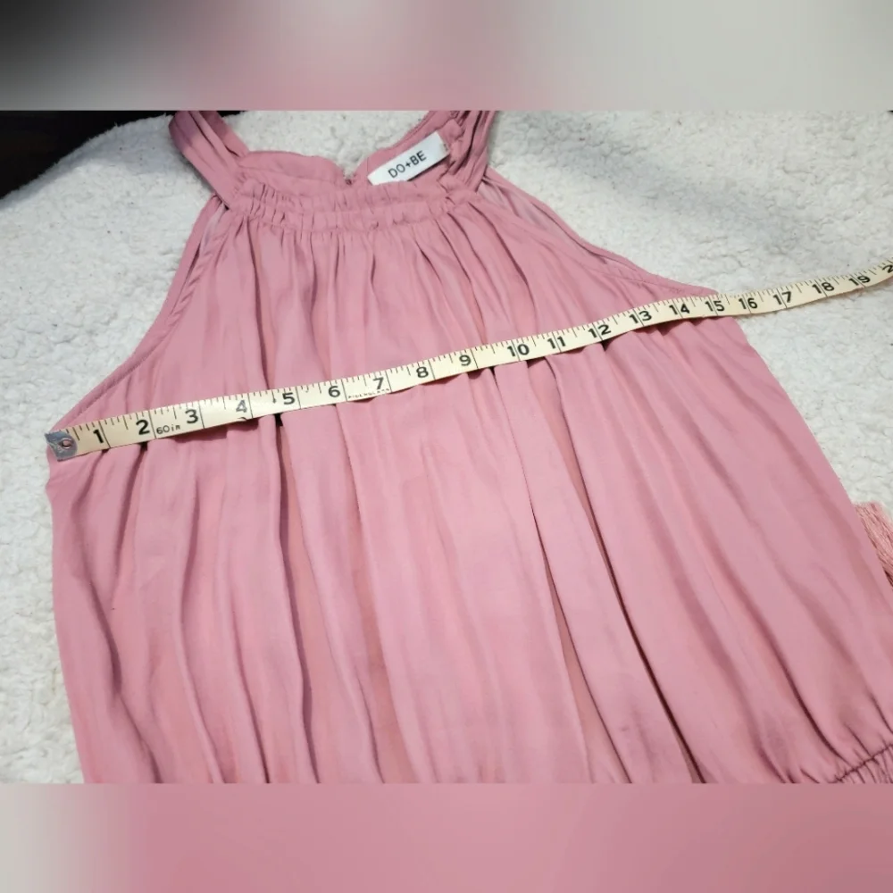 DO+BE high neck silky pink dress. NWOT Elastic waist, tie down the sides - Picture 9 of 11